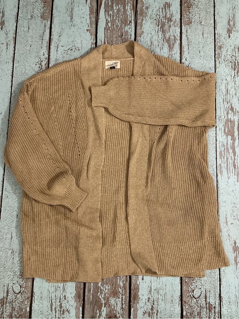 Universal Thread Tan Open-Front Ribbed Cardigan